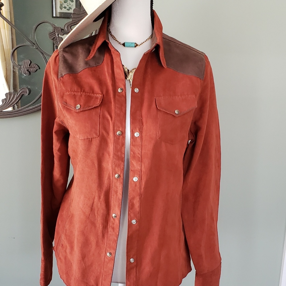 Western Aztec boho button down large